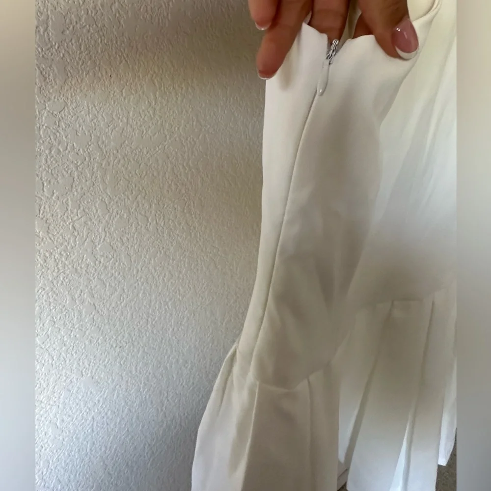 NWT SHOWPO. Hannah Mini Dress Tailored Button Down Pleated Mini Dress in White - Picture 7 of 9